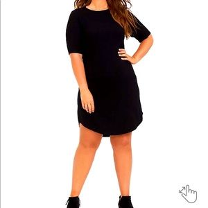 BLACK RIB T-SHIRT DRESS
